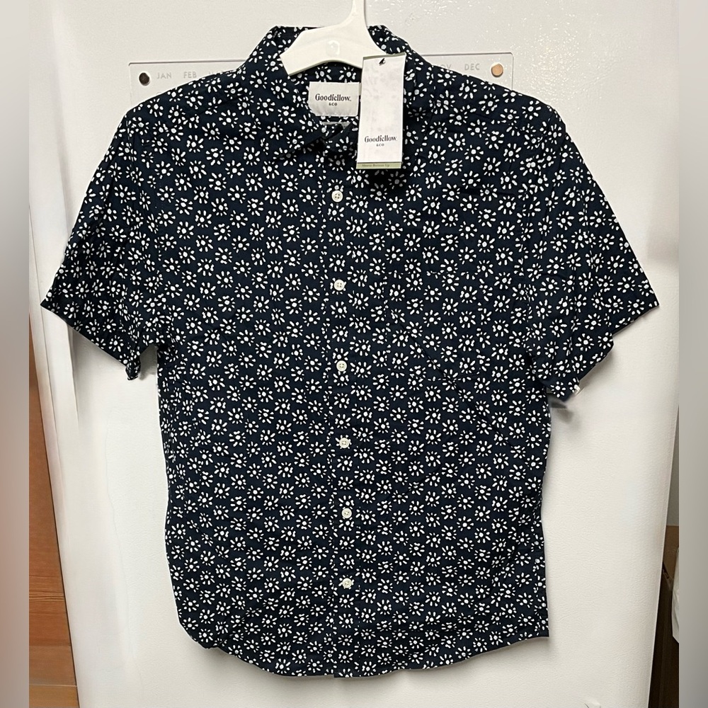 Goodfellow & Co Men's Dark Blue Floral Button Down Shirt